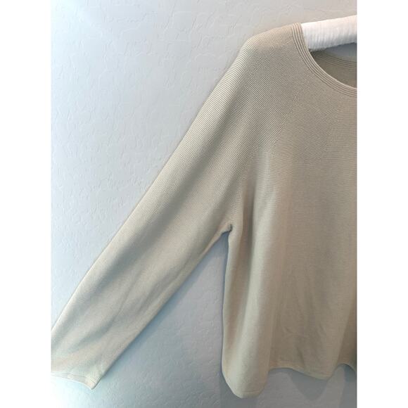 UNIQLO | 3D Knit Cotton Sweater Beige Boat Neck Pullover New | Large - Picture 3 of 7